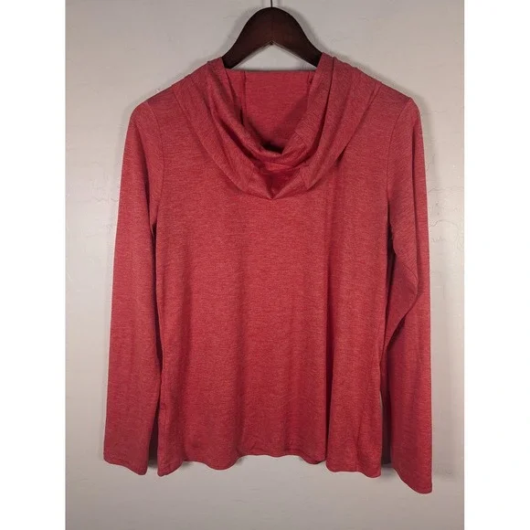 Nike Hoodie Womens Medium Red Dri-FIT Long Sleeve V-Neck Pullover Running - Picture 5 of 10